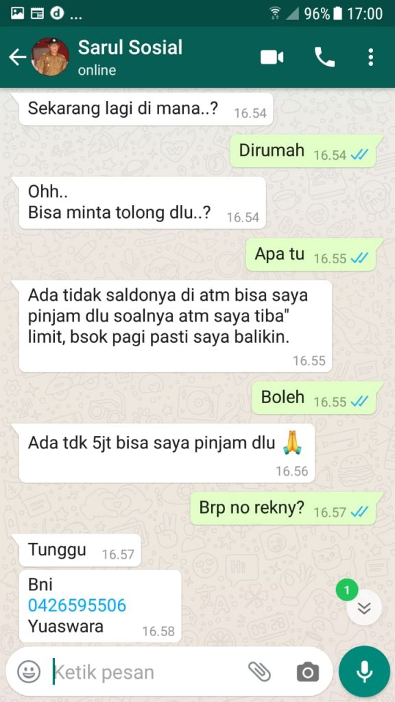 Lagi! WA Pejabat Diretas, Kali Ini Kadis Pertanian Syahrul Tamzie