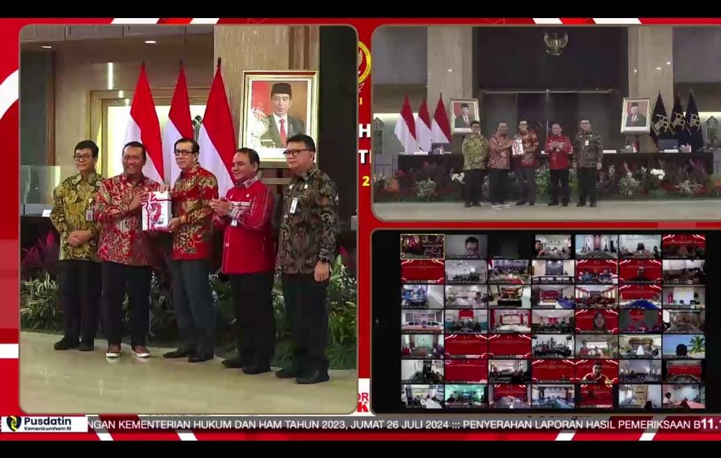 Kemenkum HAM Bengkulu Hadiri Penyerahan Laporan Hasil Pemeriksaan BPK RI Secara Virtua