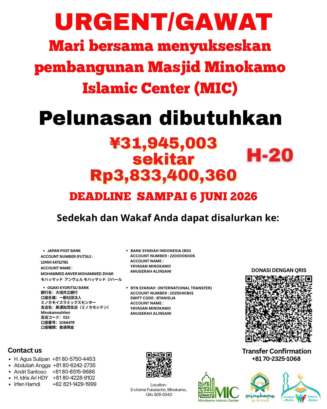  Panitia pembangunan Masjid Minokamo Islamic Center (MIC) di Minokamo, Jepang