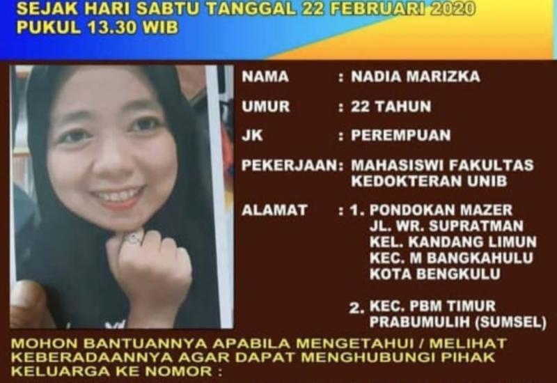 Rilis resmi Polres Bengkulu atas hilangnya Nadia.